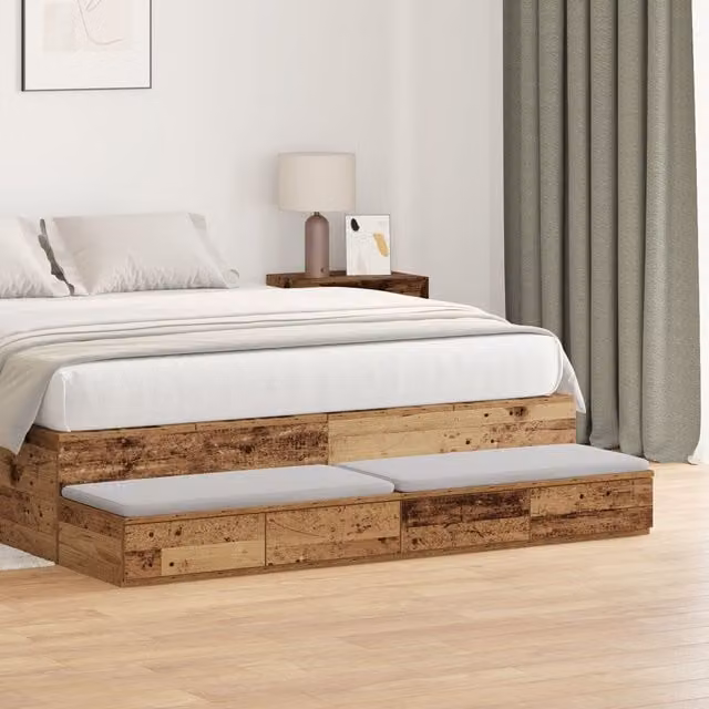 Berkfield Home Sonoma Bed Drawers in Grey and Brown, W: 140 cm, D: 36.5 cm, H: 16.5 cm