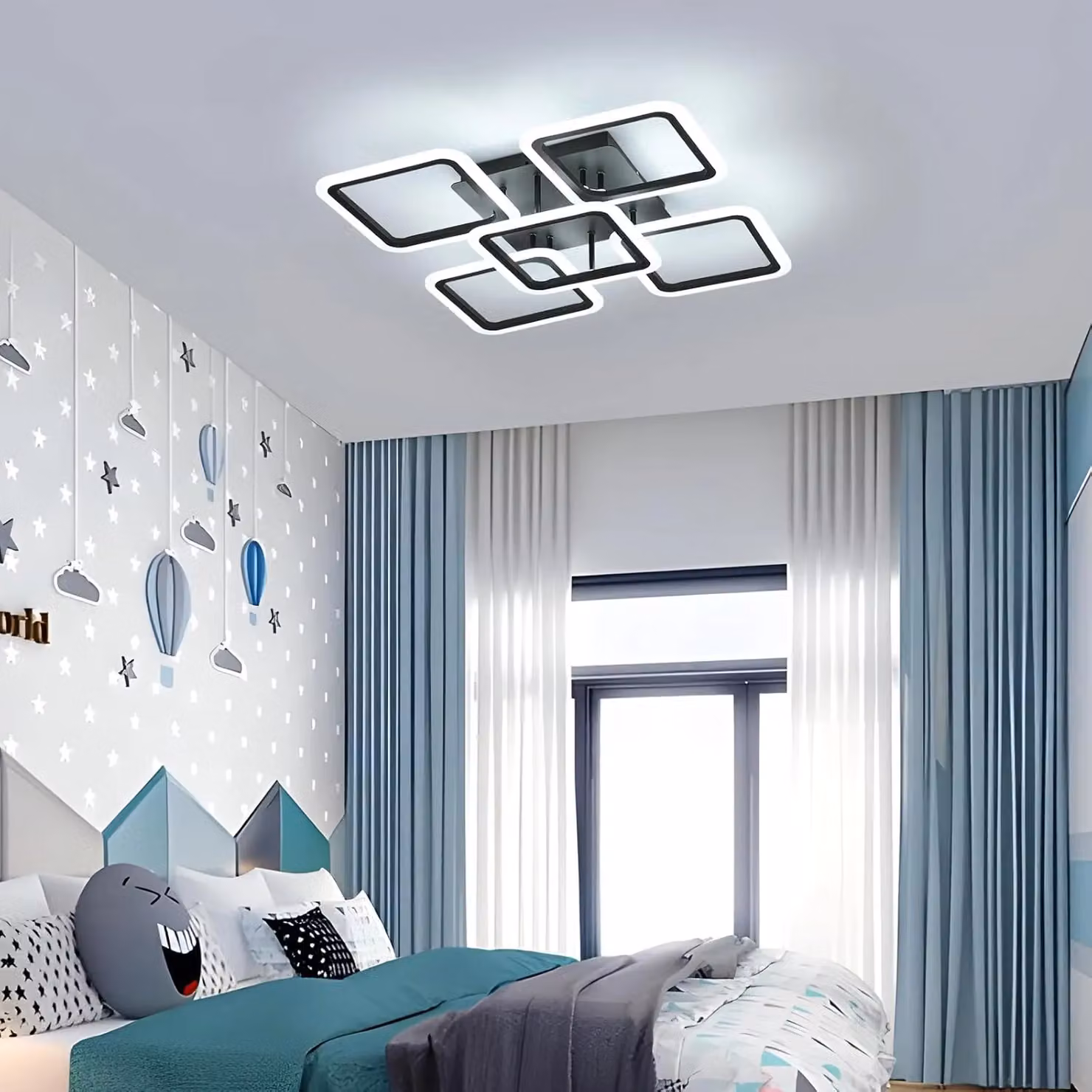 Pheashine Modern LED Ceiling Light in Black with 6500K Cool White Light – 5