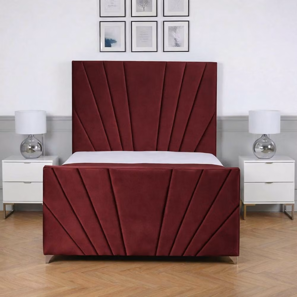 Living Comfort Bedz Lumina Velvet Upholstered Gas Lift Storage Bed in Red, Super King Size (200 x 200 cm) – 2