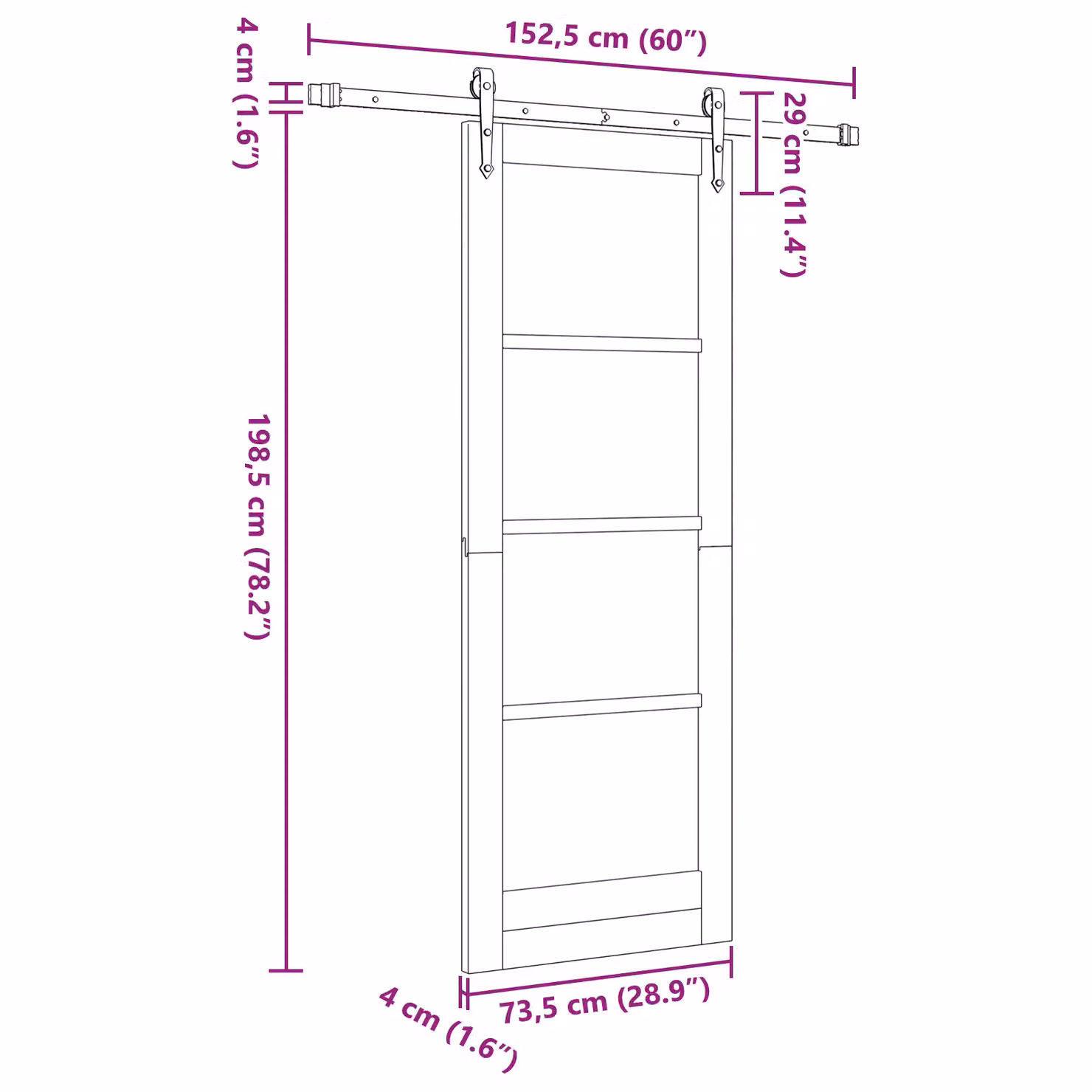 Berkfield Home Orkdal Rustic Veneered Sliding Door with Hardware Set in Beige, W: 73.5 cm, H: 198.5 cm – 2