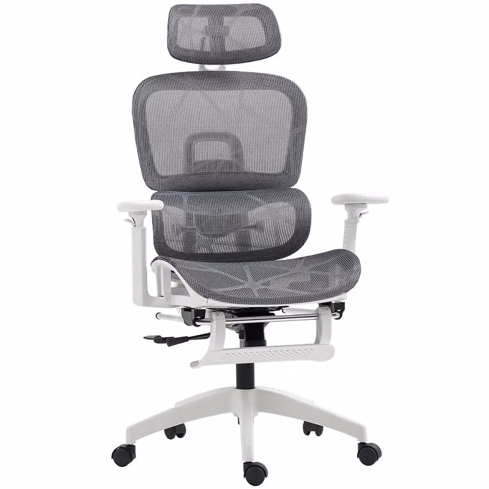 STILVORA Grey Fabric Task Chair with Headrest and Seat Depth Adjustment – 2