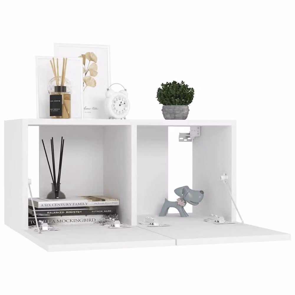 Berkfield Home 5 Piece White MDF TV Cabinet Set with Wall Mounted Design and Internal Shelves
