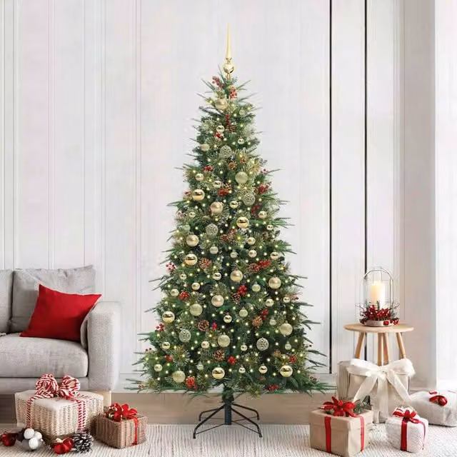 Berkfield Home Artificial Hinged Christmas Tree in Green, Height: 210 cm – 1