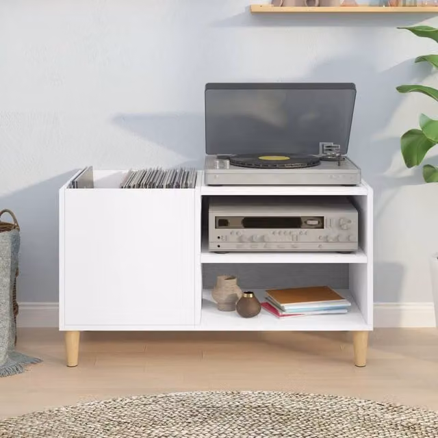 Berkfield Home Record Cabinet in White, W/D/H: 84.5 x 38 x 48 cm – 1