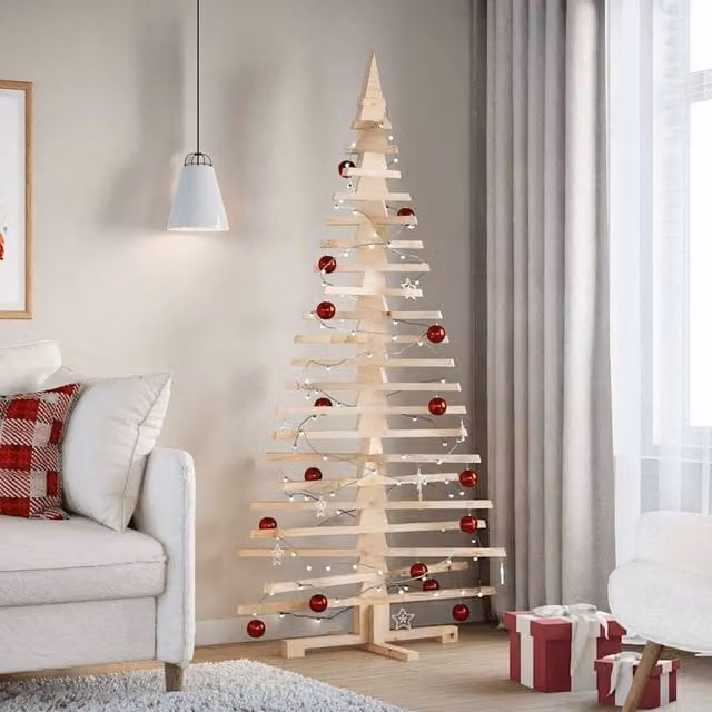 Berkfield Home Rustic Brown Solid Wood Pine Christmas Tree, Height: 180 cm – 1