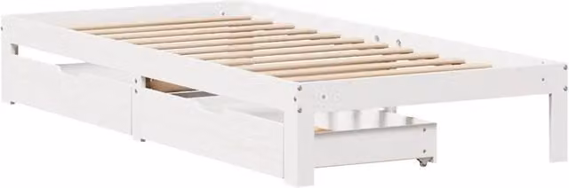 Berkfield Home Restful Bed Frame with Drawers in White Solid Pine W/D/H: 100 x 200 x 30 cm