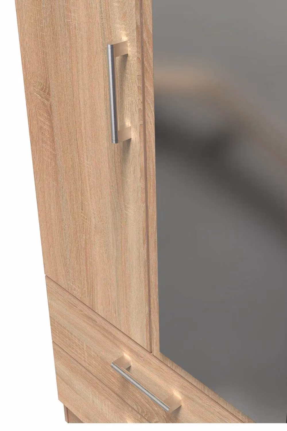 2 U Cornwall Ready Assembled 2 Door 2 Drawer Mirror Wardrobe in Light Oak – 2