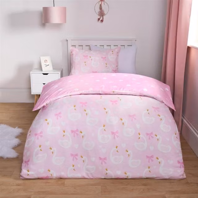 OHS Reversible Graphic Animal Childrens Duvet Set, Pink, 140 x 200 cm