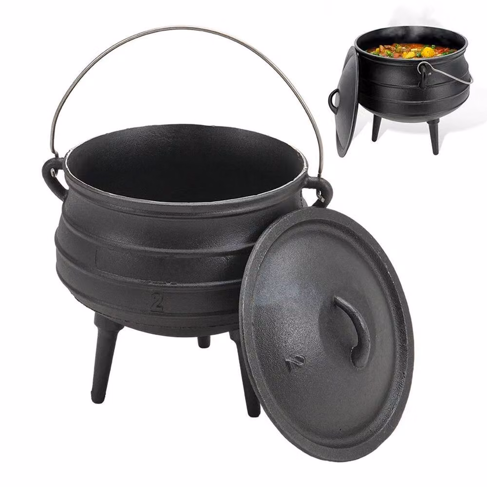 SPETLEK 3L Uncoated Cast Iron Stockpot for Outdoor Camping Cooking, Black – 3