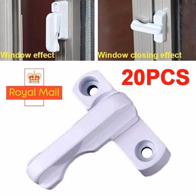 FLAVORA 20 Pack White UPVC Window Safety Locks and Door Sash Jammers