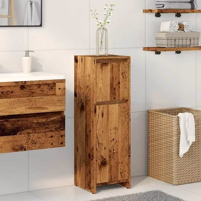Berkfield Home Stylish Rustic Bathroom Cabinet in Brown, W/D/H: 30 x 30 x 95 cm