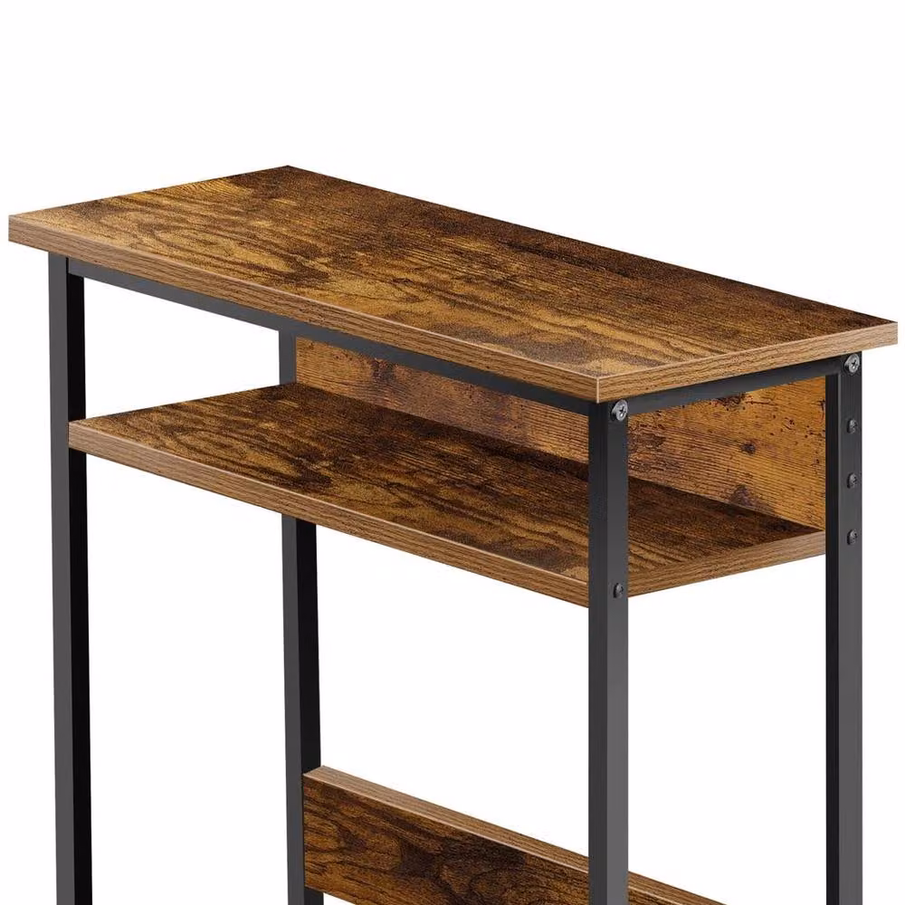 FLAVORA 3-Tier Narrow Side Table in Brown, W/D/H: 43 x 18 x 55 cm – 2