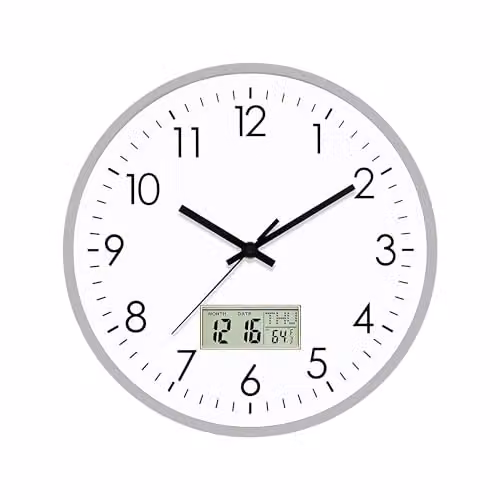 ATEK 12 Inch Silent Wall Clock with Date and Temperature, Battery Operated, Diameter: 30.48 cm – 1