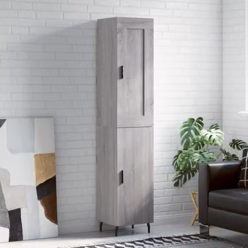 vidaXL Modern Grey Sonoma Highboard with Hinged Doors and Internal Shelves, W/D/H: 34.5 x 34 x 180 cm – 2