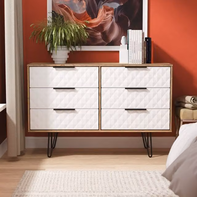 2 U Islay Ready Assembled 6 Drawer Wide Chest in White