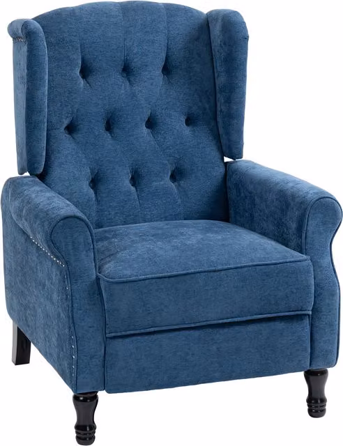 HOMCOM Vintage Reclining Armchair with Integrated Footrest in Royal Blue – 1