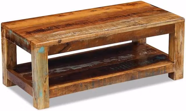 Berkfield Home Solid Reclaimed Wood Coffee Table, Brown, W: 90 cm, D: 45 cm, H: 35 cm – 1