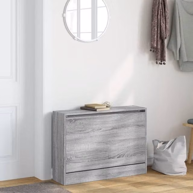 Berkfield Home Grey Sonoma Shoe Cabinet with Tilting Compartments, W/D/H: 80 x 21 x 57 cm