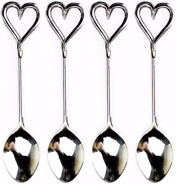 Selbrae House Set of 4 Polished Silver Stainless Steel Love Heart Spoons – 1