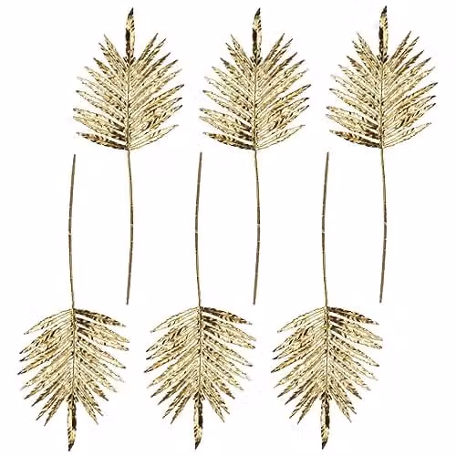 Pack of 6 Gold Artificial Palm Leaves, Height: 95 cm