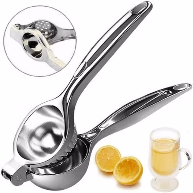 NESTLUNE Heavy Duty Stainless Steel Manual Lemon Squeezer Hand Press in Silver