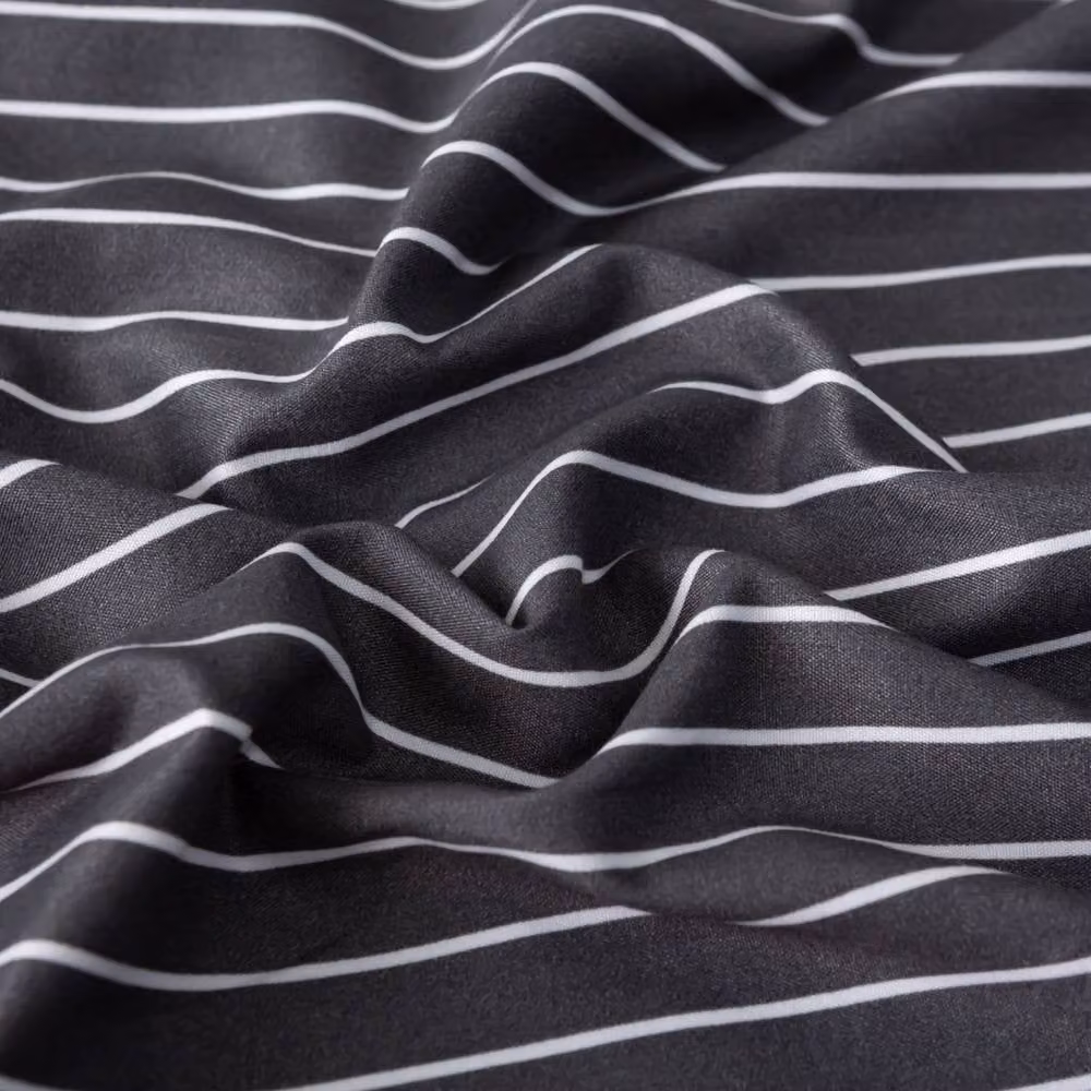 Lazzaro Home Reversible Striped Double Brushed Microfibre Duvet Cover Set in Charcoal Grey – 7