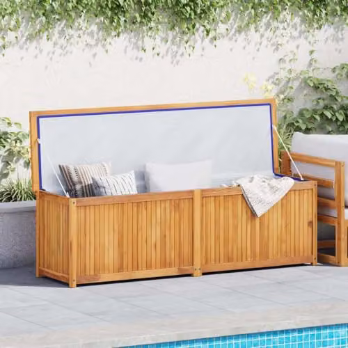 vidaXL Brown Lacquered Teak Wood Garden Box with Removable Lid, W/D/H: 175 x 50 x 55 cm – 4