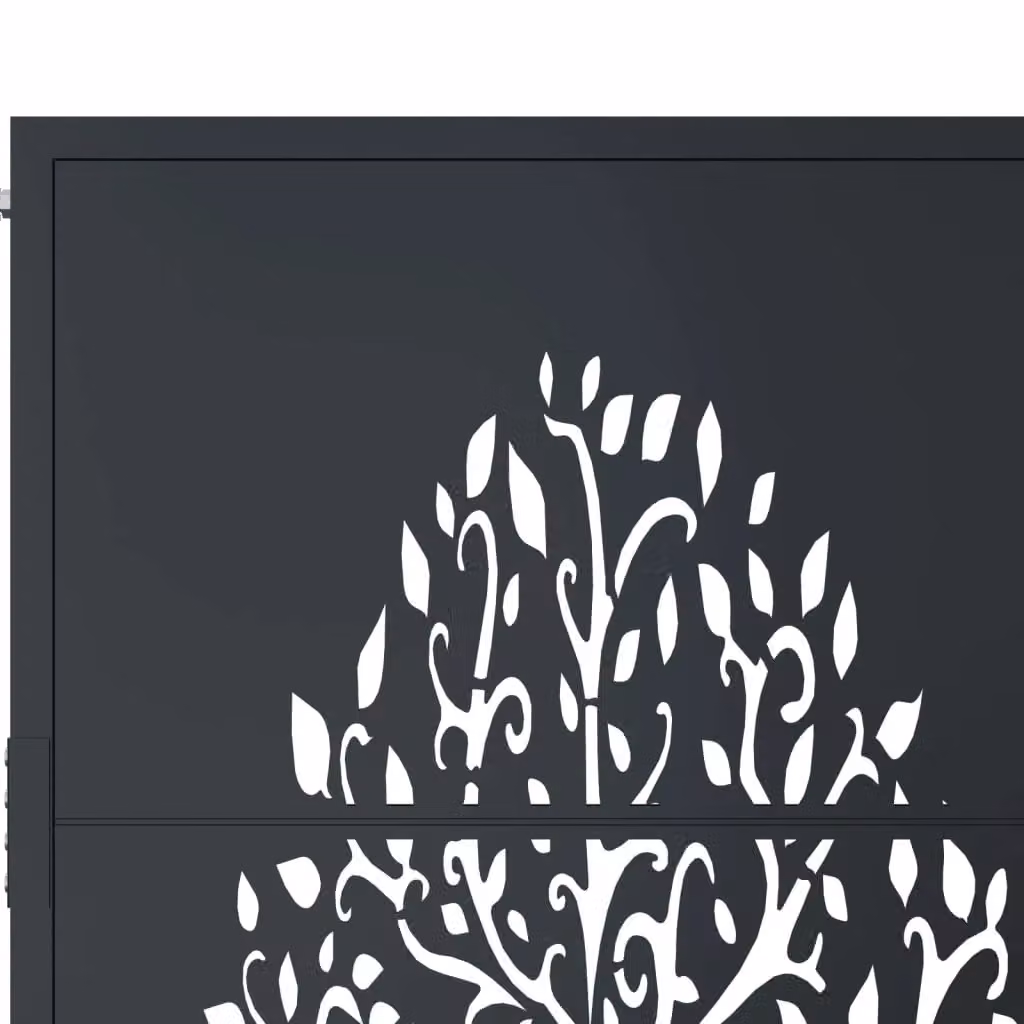 Berkfield Anthracite Steel Garden Gate with Tree Design, W: 105 cm, H: 130 cm – 3