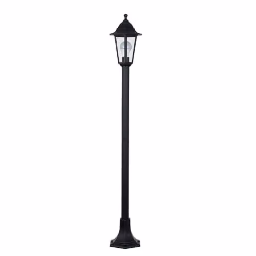 MiniSun Victorian Style Black Outdoor Garden Bollard Light with 10W LED Bulb, IP44 Rated, Mains Wired