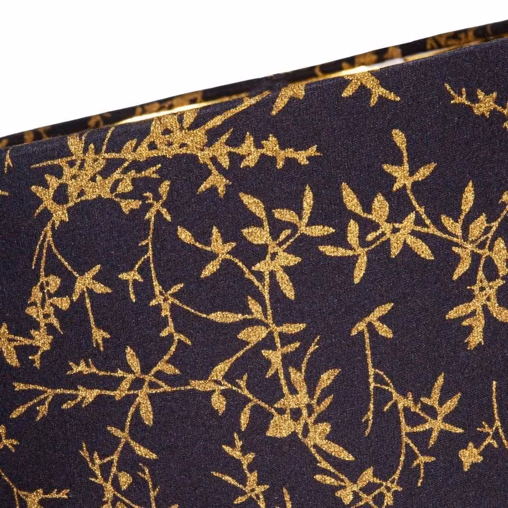 Happy Homewares Modern Round Soft Cotton Fabric Lamp Shade with Gold Floral Decoration in Black, Diameter: 30.48 cm – 4