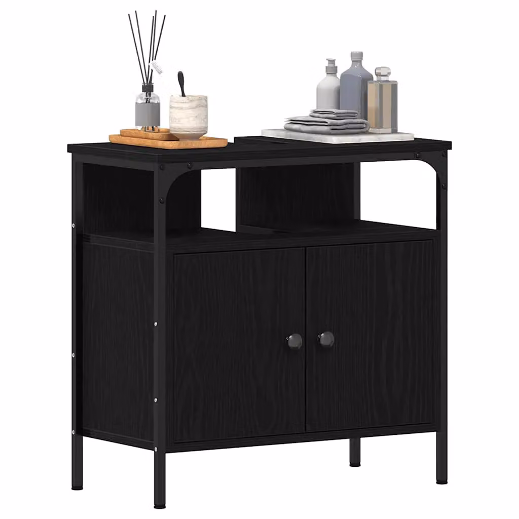Berkfield Home Black Oak Bathroom Sink Cabinet, W/D/H: 60 x 30 x 60 cm – 2