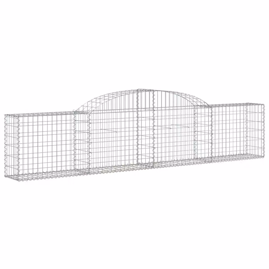 Berkfield Home Arched Gabion Basket in Silver Galvanised Steel, W: 300 cm, D: 30 cm, H: 60-80 cm – 2