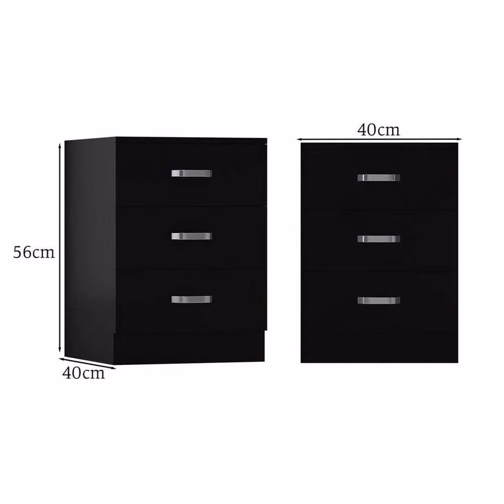 SPETLEK Black 3 Drawer Chest of Drawers with Metal Handles – 4