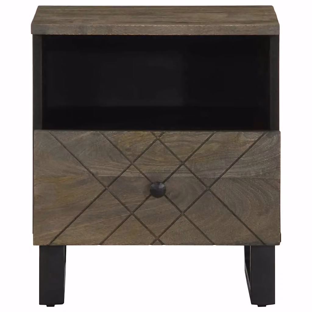 Berkfield Home Black Mango Wood Bedside Cabinet W/D/H: 40 x 33 x 46 cm – 3