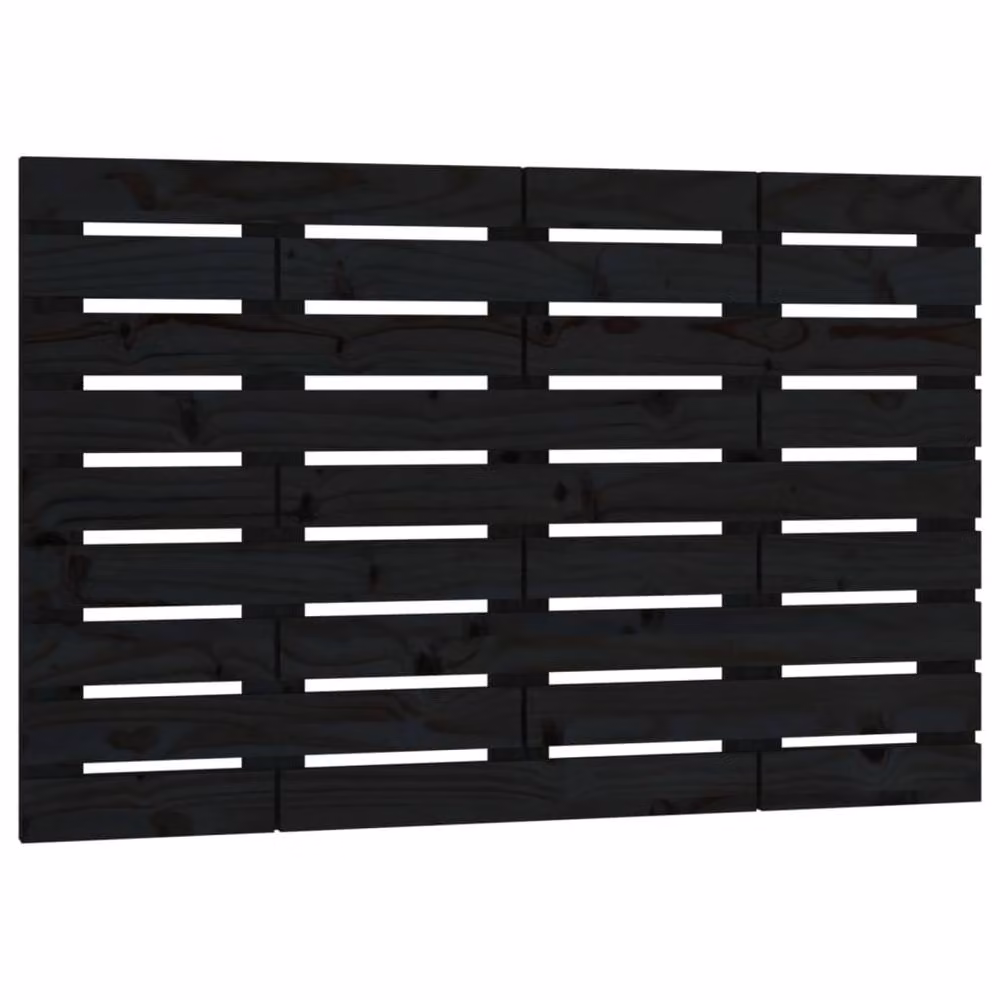 Berkfield Home Black Solid Wood Pine Wall Headboard W: 106 cm, D: 3 cm, H: 63 cm – 2