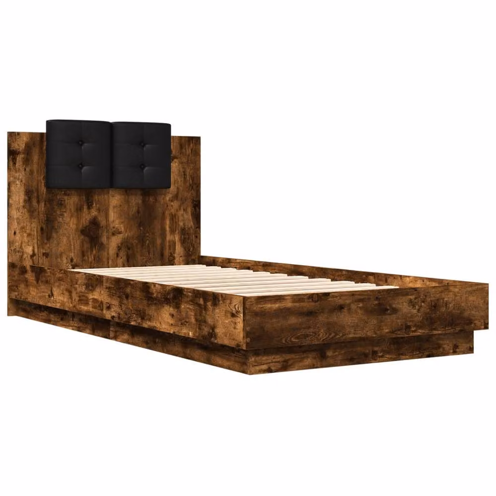 Berkfield Home Single Bed Frame in Smoked Oak Brown, W/D/H: 90 x 190 x 23 cm – 3