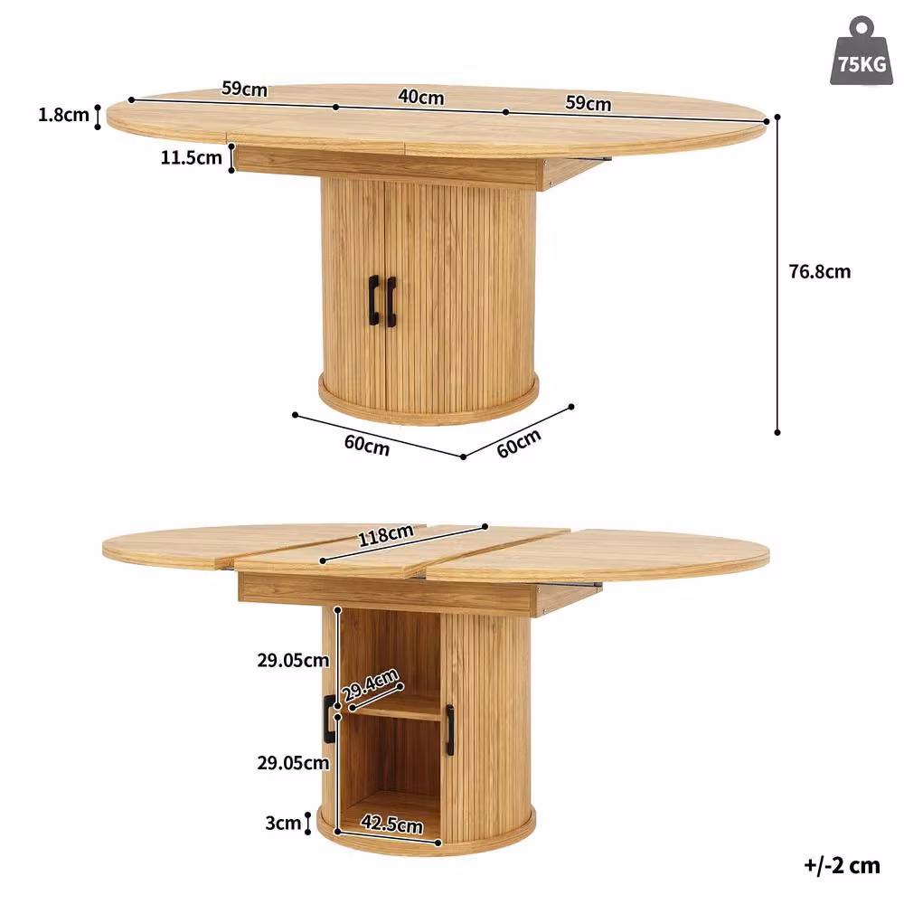 BTM Extendable Round to Oval Dining Table for 6 People in Brown – 2