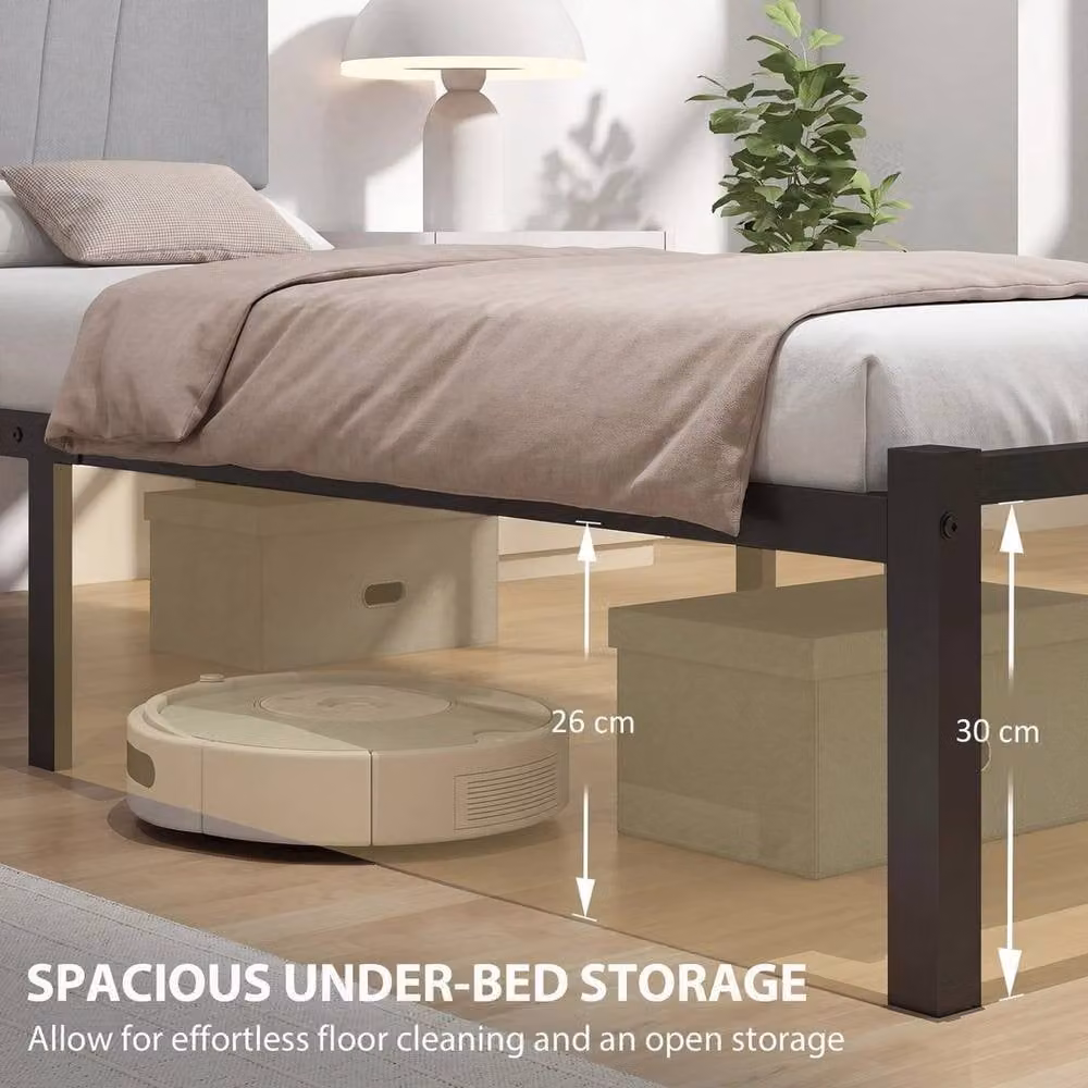 KORVIXA 3FT Single Upholstered Bed Frame in Black, W/D/H: 90 x 190 cm – 3
