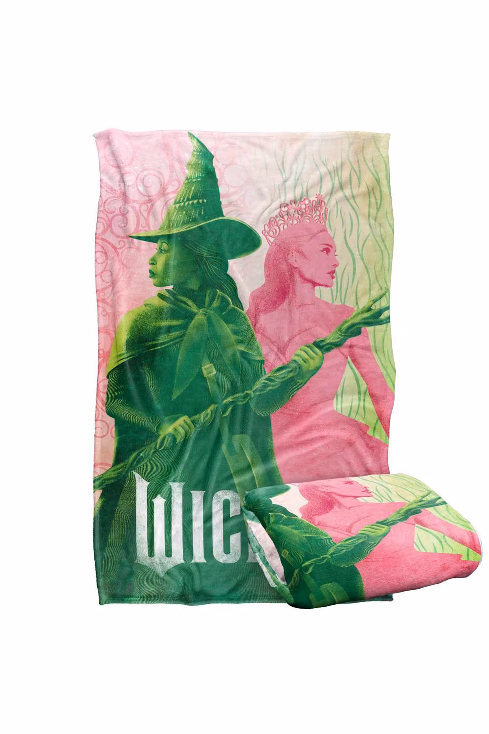 NBCU Wicked Glinda and Elphaba Throw Blanket in Pink and Green, Large – 2
