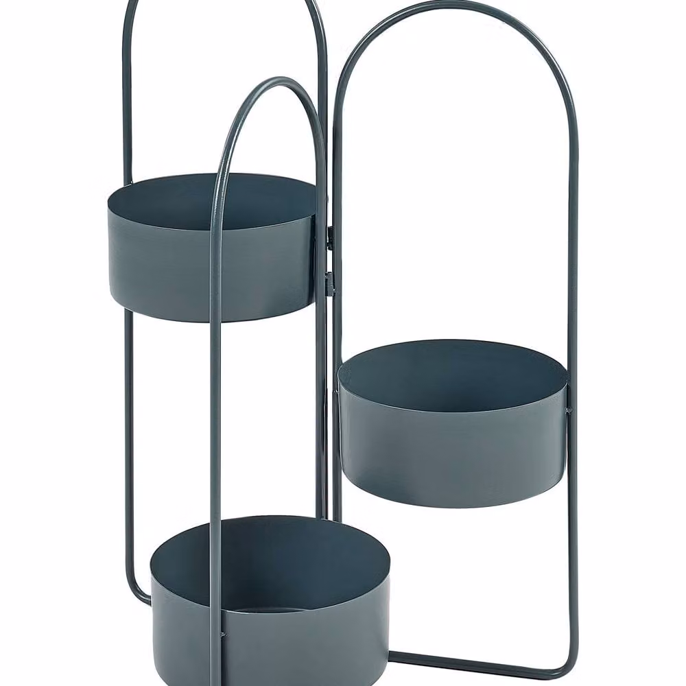 Wyld and Coco Evergreen Foldable 3-Planter Stand in Dark Blue Metal, W/D/H: 56 x 26 x 75 cm – 2