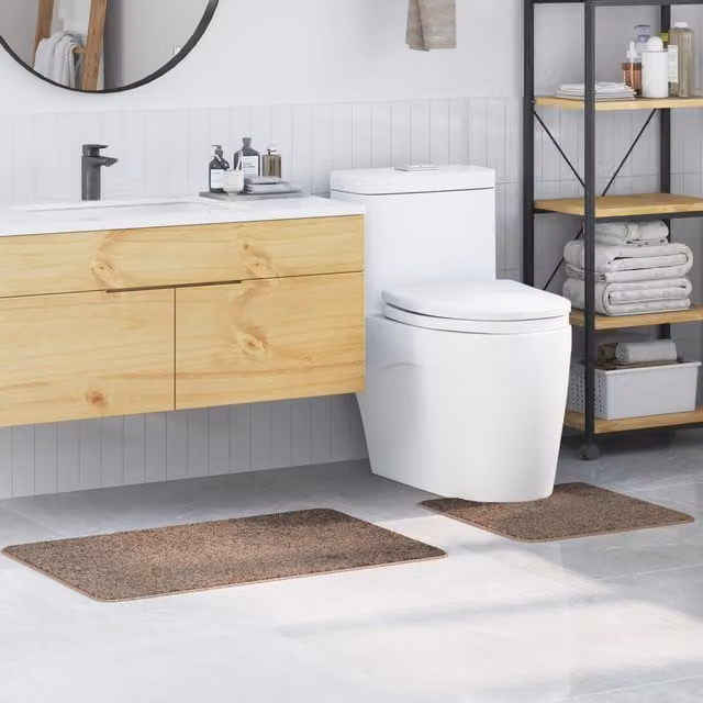 Berkfield Home 2 Piece Non-Slip Brown Bath Mat Set