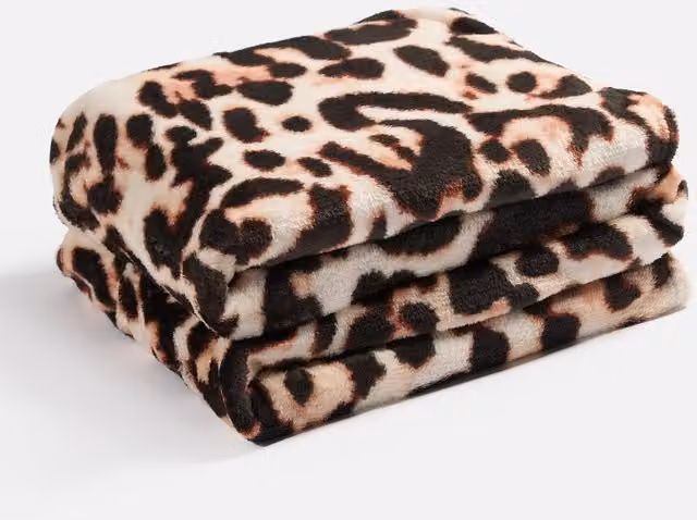OHS Brown Leopard Print Animal Throw