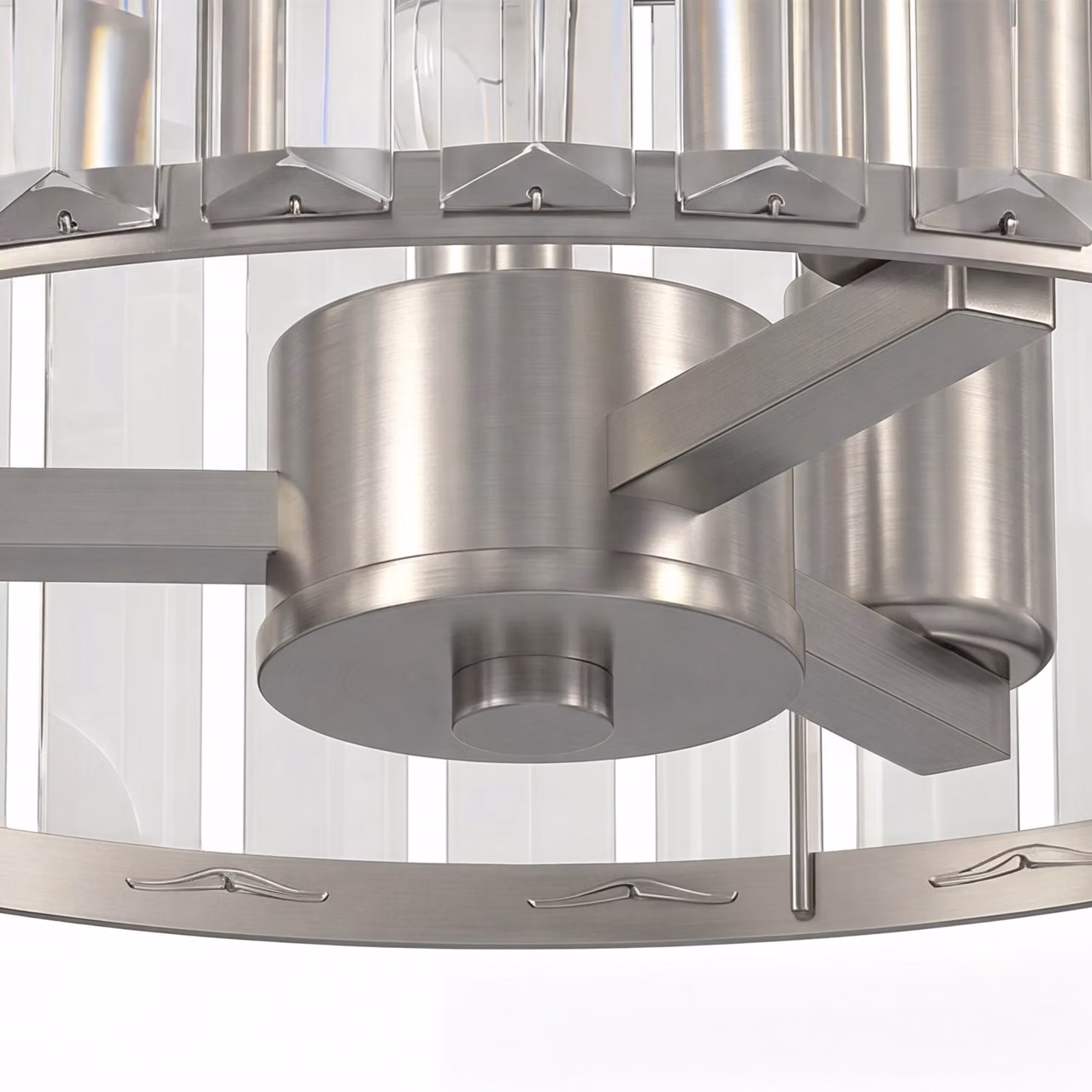 HOMCOM Modern Crystal Semi Flush Mount Ceiling Light, Silver Tone with E14 Base – 3