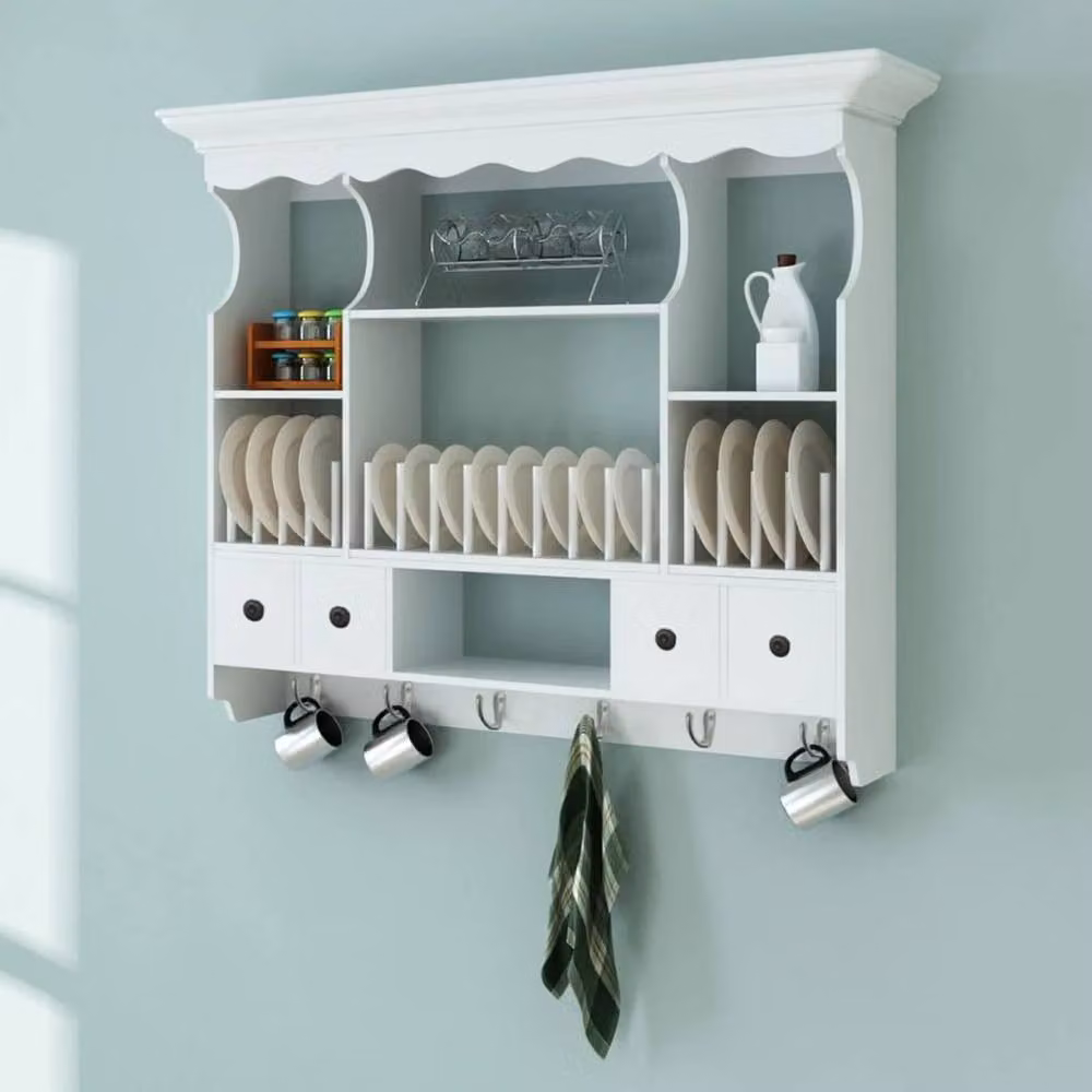 Berkfield Home Elegant White Wooden Kitchen Wall Cabinet with Hinged Doors – 2