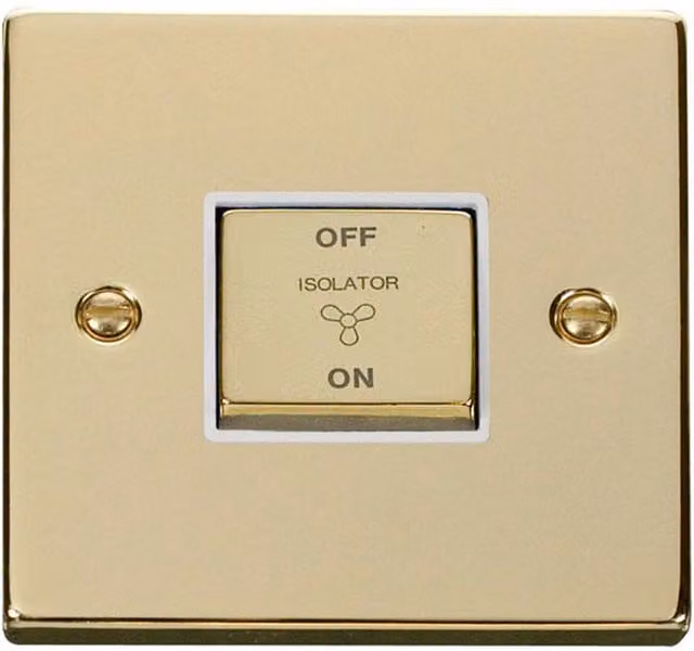 SE HOME White and Gold Brass Surface Fan Isolation Switch