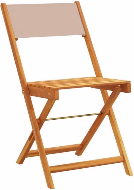 Berkfield Home Beautiful Folding Garden Chairs, Set of 4, Taupe Polyester and Oiled Acacia Wood – 1