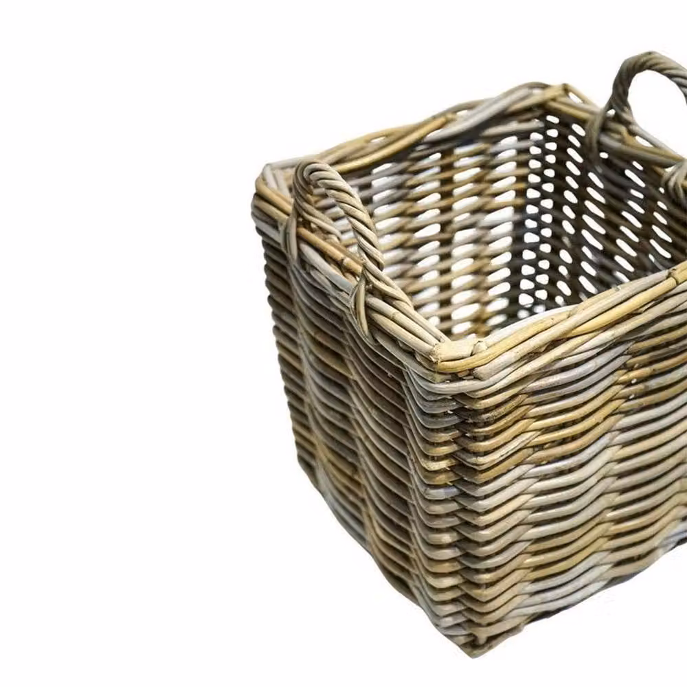 Lemon Pavilion Brown Wicker Log Baskets Set of 2 with Handles – 2