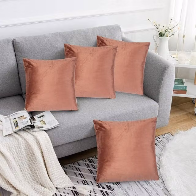 Luxor Living Set of 4 Pink Velvet Square Cushions, W/D/H: 45 x 45 x 45 cm – 1