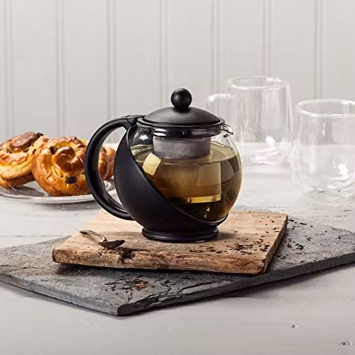 Kilo Glass Teapot with Stainless Steel Infuser, Black, 650ml – 3
