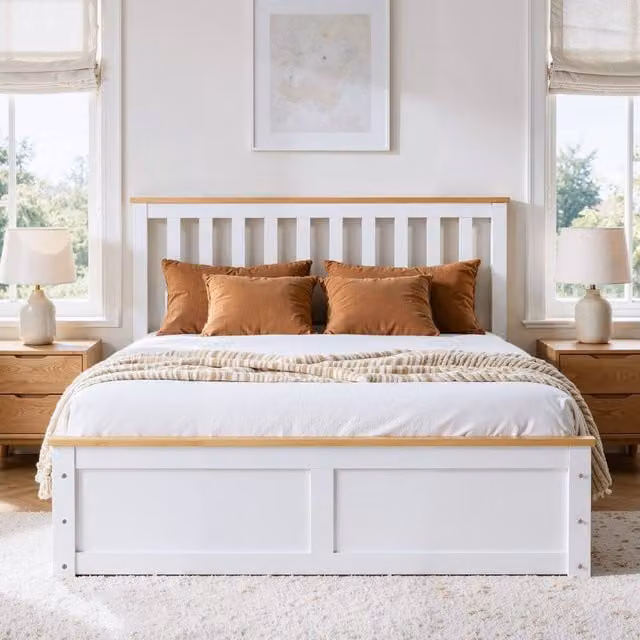 Comfy Living Ltd Small Double Wooden Ottoman Gas Lift Storage Bedframe in White, W/D/H: 120 x 200 cm – 1